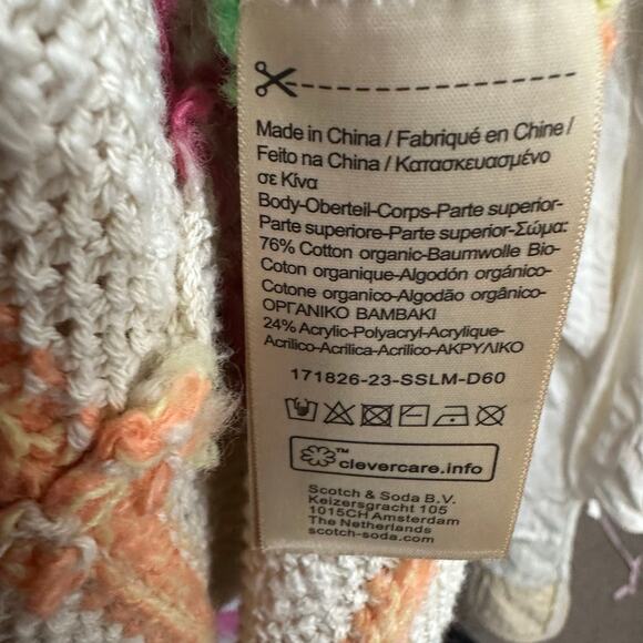 Scotch & Soda Cardigan Sweater Womens Medium Stripe Tie Waist Vanilla Organic - Picture 6 of 6